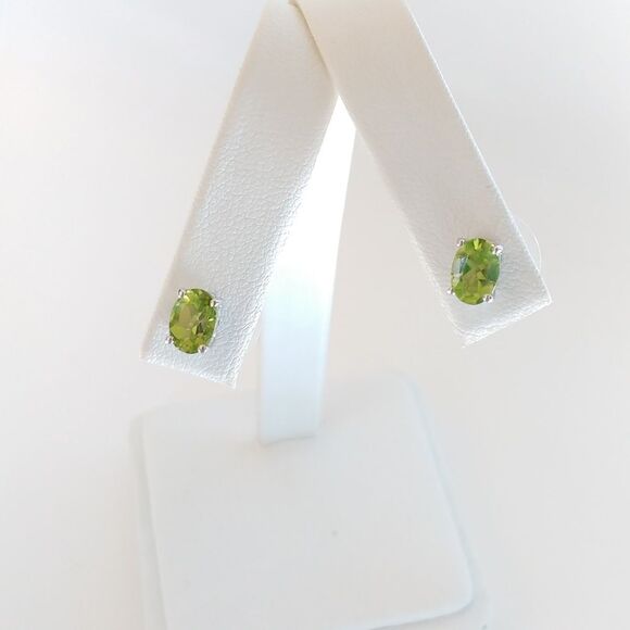 Peridot 5x7 Oval 2 Cttw Post Earrings - Picture 3 of 7